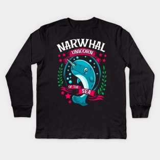 Funny Narwhal: Unicorn Of The Sea Kids Long Sleeve T-Shirt